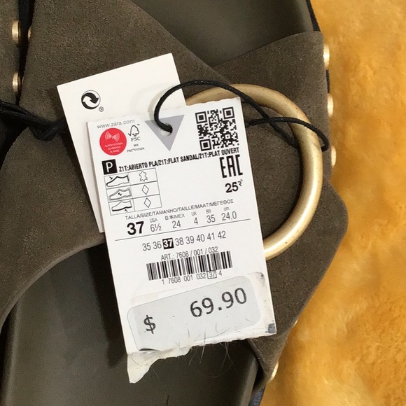 🆕 ZARA Suede Cross Strap Buckle Slides Olive Green - Picture 11 of 11